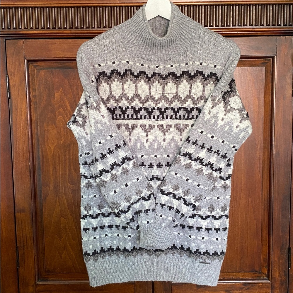 Abercrombie & Fitch Nordic Fair Isle Norwegian pattern knit mock / roll neck S